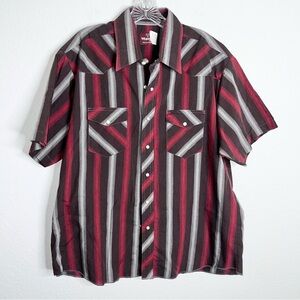 Wrangler Shirt Mens XL 17 17 1/2 Western Striped Brushpopper Pearl Snap V